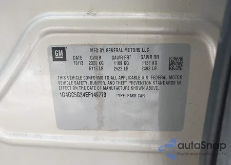 2014 Buick Lacrosse Leather Group из США, поврежденный, VIN 1G4GC5G34EF149773